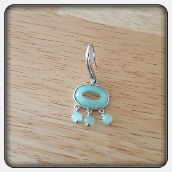 NWOT Genuine Green Jade & Sterling Silver Earrings - Picture 4 of 4